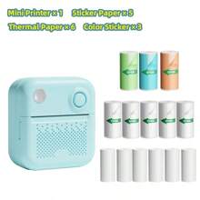 LAIBEAR Mini Printer Sticker Thermal Printer, Portable Inkless Sticker Maker, Free Cutting Small Pocket Printer, Mini Photo Printer, Black And White Photo Printer, Efficient And Fast Small Pocket Printer, Inkless Printer For Study Notes, Pictures, DIY, Labels, Mini Printer Sticker Thermal Printer