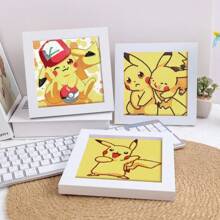 pokemon Pegatinas de diamante hechas a mano de Pikachu Pokémon, manualidades DIY, adornos para marcos de fotos, adornos para el hogar, adecuados para regalar, como juego temático de fiesta para entrenar habilidades manuales, San Valentín, regalos navideños, regalos para fiestas temáticas