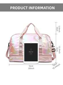 Sac de sport iridescent brillant, avec compartiment à chaussures et poches de rangement humide/sec pour femmes et hommes. Sac de voyage fourre-tout de grande capacité pour femmes