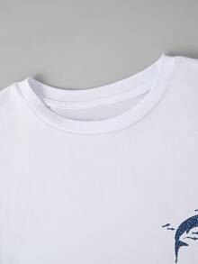 Women Oversized Whale, Beach, Shark, Jesus, Coconut Girl Graphic & Letter Print Round Neck Short Sleeve T-Shirt, Fashionable & Versatile, Suitable For Spring/Summer