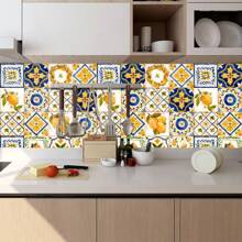 16 Peças Adesivos de Parede com Imitação Vintage de Azulejos Cerâmicos, Autoadesivo para Sala de Estar, Cozinha, Banheiro, Decoração de Escada, Brilho Removível, Decoração de Ambiente Personalizada para Decoração Doméstica