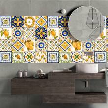 16 Peças Adesivos de Parede com Imitação Vintage de Azulejos Cerâmicos, Autoadesivo para Sala de Estar, Cozinha, Banheiro, Decoração de Escada, Brilho Removível, Decoração de Ambiente Personalizada para Decoração Doméstica