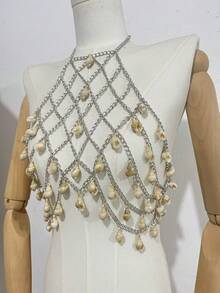 1 Pc Seashell Body Chain TOP & Bikini Chest Chain - Exquisite Vacation Style - White - View 8