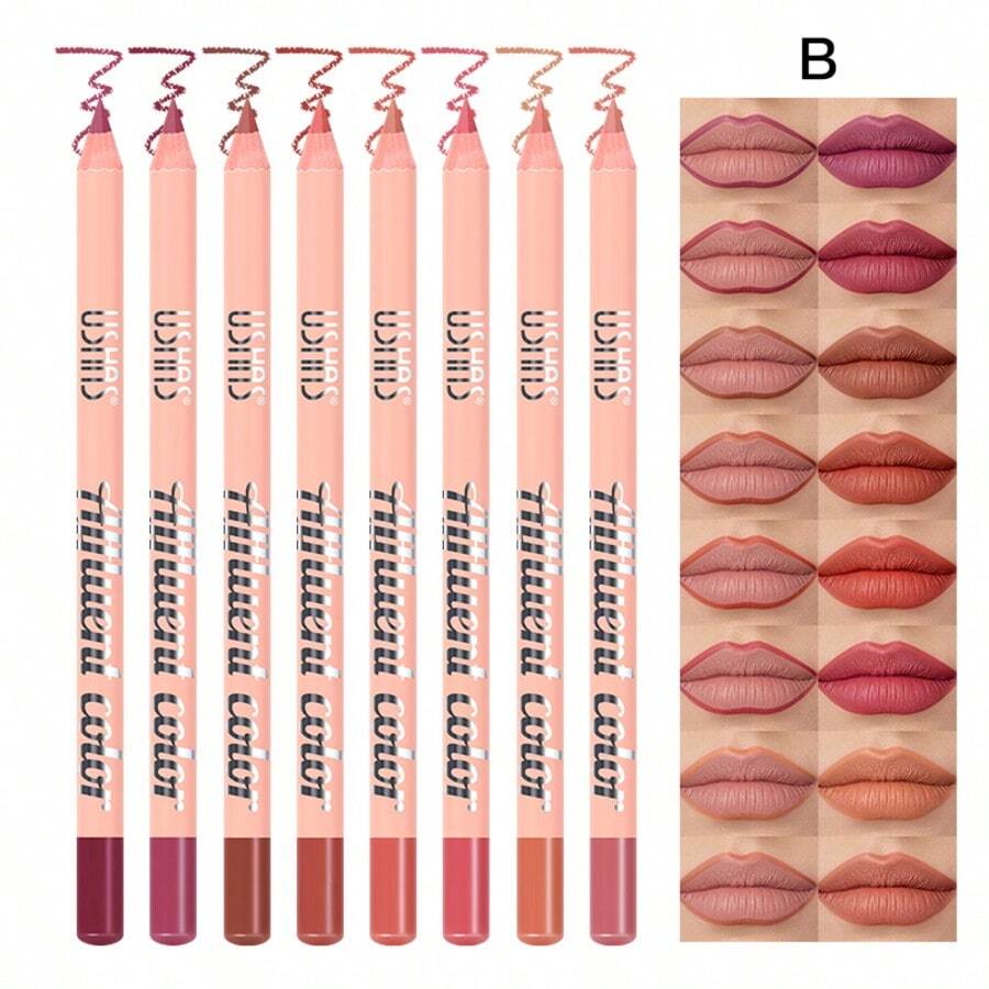 Ushas,16pcs Lip Liner Set, Outlines The Perfect Lip Shape,Easily Draws Exquisite Lip Makeup, Multiple Colors Are Available, A Good Match For Lipstick, A Must-Have Makeup Tol For Beginners,Recommended By Beauty Experts,24 Hours Without Fading - #03 - View 1