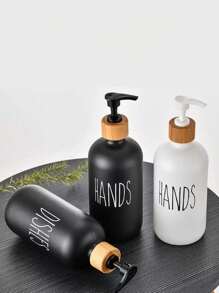 2 Black And White Frosted Dispensers, Glass Packaging Empty Bottles With 1 Tray, Detergent Container For Bathroom, Refillable Empty Bottles For Shampoo, Shower Gel, Conditioner, Bathroom Accessories Bathroom Decor Summer Back To School