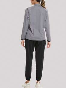 1Set Sauna Suit For Women Sweat Suits Gym Workout Exercise Sauna Jacket Pants Full Body - Black - View 5