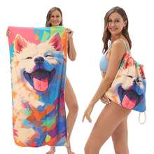 2-In-1 Foldable Portable Bag For Beach Towel Storage Printed Bath Towels, Integrated Beach Towel Bag With Storage And Storage - F - View 9
