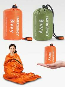户外应急睡袋，生存露营包，轻便可折叠，适合徒步旅行、露营、生存装备 - 彩色 - 查看 2