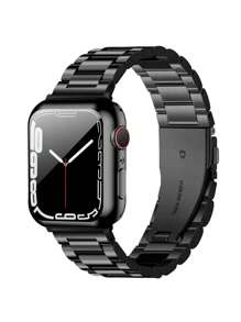2pcs Black Stainless Steel Metal Adjustable Apple Watch Band + TPU Protective Case & Screen Protector Compatible With Apple Watch Ultra 3 2 1 Series 10/9/8/7/6/5/4/3/2/1, 38mm 40mm 41mm 42mm 44mm 45mm 46mm 49mm, Suitable For Men & Women