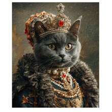 1 Pc Optional Frame Posters Wall Arts Animals Renaissance Royal Pet Portrait Photo Poster Funny Animal Wear Crown Canvas Painting Wall Art For Living Room Home Decor Mural ,Wall Art With Frame