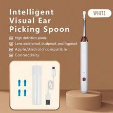 Tinsol Tinsol Nettoyeur d'oreille intelligent Vision d'endurance 130mAh avec caméra 1296P Barre auriculaire Otoscope Endoscope rechargeable USB-C Outil de retrait de cérumen Oreillette Caméra Soins de santé