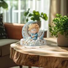 Placa decorativa plana 2D de ángel en forma de media luna de acrílico, de una sola pieza, con soporte - Decoración interior/exterior para festividades, adecuada para Halloween, Pascua, Día de la Madre, Día del Padre, San Patricio - Decoración para el hogar, oficina, cafetería, sin necesidad de electricidad, arte de pared de oficina | Decoración | Patrón de ángel, Decoración de Halloween, plano 2D