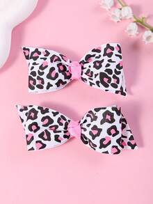 2pcs/8pcs Cute Leopard Print Bow Hair Clips & Barrettes, Suitable For Daily Outdoor, Travel, Party - Multicolor - View 9