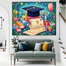 1pc Graduation Photo Backdrop Banner - "Happy Birthday" Style Background, Suitable For Graduation Party, Academic Theme Party, Birthday Party Decoration, Festival Photography Backdrop, Party, Home And Room Decoration, Durable And Easy To Use, Suitable For Garden Decoration, Birthday Party, Holiday Party, Multiple Sizes Available