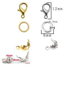 340Pcs/Box Lobster Clasps Open Jump Rings Curved Beads Kit For Handmade Bracelet Necklace Jewelry Making - Multicolor - View 2