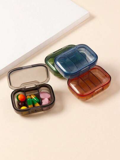 Mini Portable 3-Compartment Pill Organizer Box, Tablet Storage Container, Weekly Pill Box, Medication Dispenser