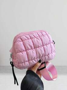Women's Stylish Plaid Fanny Pack Quilted Sling Pouch Casual Puffer Crossbody Bags For Sports - Hồng - Xem 3