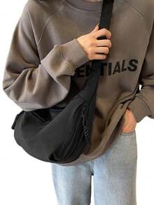 Waterproof Nylon Moon Shoulder Bag For Women Slouchy Dumpling Crossbody Bags Large Durable Hobo Bag - Black - View 2