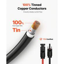 50FT Solar Panel Extension Cable, 10AWG Solar Extension Cable Wire With Female & Male Waterproof Connectors, 6mm² PV Cable For Home, Ship And RV Solar Panels, 50FT Black + 50FT Red (Set Of 2) - Dây đôi 50ft - Xem 2