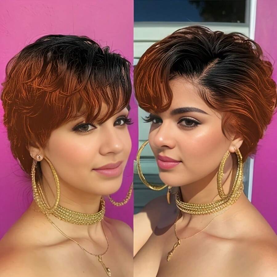 Short Pixie Cut Wigs 13x4 Lace Front Curly Wig Human Hair Wigs For Women Transparent Lace Front Wig - S1/350 - 查看 1