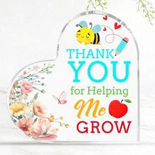 Thank You For Helping Me Grow-1pc Heart Acrylic Plaque,Teacher's Day Gift For Teacher,Appreciation Gift For Friends,Appreciation Gift For Men,Appreciation Gift For Professor, Tutor,Teacher Birthday Gift For Teachers, Professor,Christmas Gift For Teacher, Art Craft Ornament Gift,Keepsake - Transparent - View 14