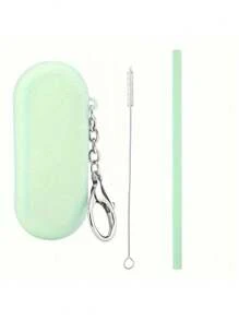 1-2set Reusable Silicone Straws With Case - Foldable, Portable Drinking Straws For Travel & Parties