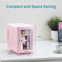 iceBlue Mini Fridge & Skincare Fridge With Transparent Window - 4L/6 Can Portable Cooler (Pink & White) For Car/Home Cosmetic & Beverage Storage - Dual-Temperature Heating/Cooling Design - Ideal Gift!