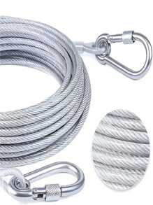 1 Set Stainless Steel Clothesline, Pet Leash, Portable For Indoor/Outdoor Laundry, Camping Accessories, Bathroom And Dormitory Ideal Choice