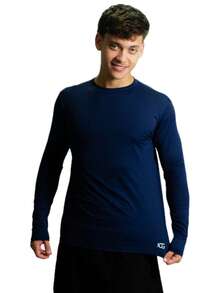 Men's Polyamide Shirt UV+50 Sun Protection Thermal Second Skin Long Sleeve - Màu xanh hải quân - Xem 3