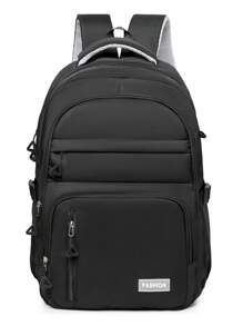 Unisex Fashion Backpack, Large Capacity Zipper Decoration, Minimalist & Stylish Design, Suitable For Couples And Campus Commute