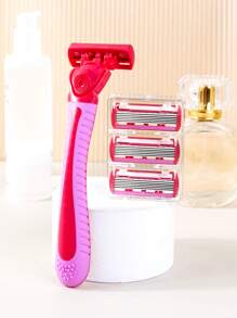 Lâmina de Barbear Manual Feminina para Remoção de Pelos do Corpo e Maiô Bikini, Lâmina de Aço Inoxidável de 6 Camadas, Lâmina de Segurança Substituível