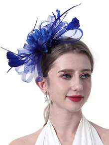 1 Piece Navy Blue Fascinators Hats 20s 50s Hats Pillbox Hat Tea Party Headwear With Veil For Girl And Women Halloween Christmas,Hairband,Hair Hoop Headbands