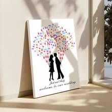 Árbol de Firma Personalizado con Huellas Dactilares DIY para Bodas, Fiestas de Empresa, Reuniones Anuales - Aumenta la Diversión, Pintura Decorativa para Sala de Estar, Dormitorio, Póster Decorativo, Recuerdo, Lienzo, Sin Marco, Navidad - Multicolor - Ver 6