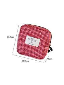 1 pieza Bolsa de maquillaje pequeña con diseño de acolchado en forma de corazón, estilo patchwork de 3 colores, para almacenar lápices labiales, joyas, pañuelos, toallas sanitarias, ideal como bolsa de cosméticos, bolsa de maquillaje, organizador de maquillaje, para viajes, bolsa de regalo de Navidad, bolsa de embrague / bolso pequeño, organizador de maquillaje, portabrochas, mini bolsa, bolsa de gran capacidad
