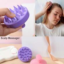 1 pièce Brosse de massage du cuir chevelu en silicone pour shampoing pour femmes aux cheveux longs, brosse de massage en silicone douce pour le shampoing, 1 pièce Masseur manuel multicolore pour le cuir chevelu à utiliser dans le bain, brosse de lavage des cheveux, brosse à cheveux/peigne à cheveux - Blanc - Voir 6