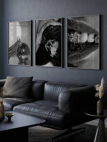 3幅优雅非洲女性帆布艺术印刷现代金色圆点海报美学时尚绘画艺术女性肖像墙面艺术装饰，适用于客厅、宿舍，无框 - 黑色 - 查看 8