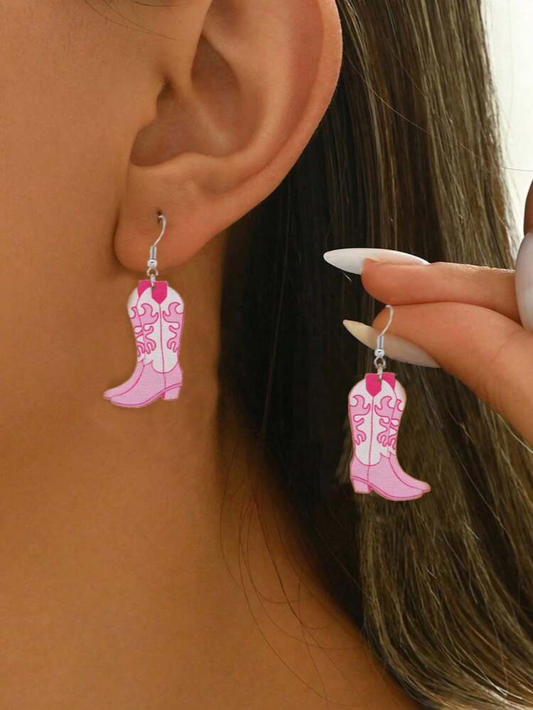 GAROZATION Orecchini Pendenti A Stivale Cowboy In Lega, Set Da 2 Paia Rosa E Bianco, Leggeri E Comodi Per Uso Quotidiano E Feste Western