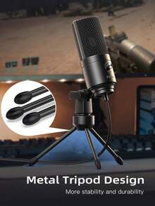 USB Microphone, Recording Mic With Gain Control, Metal Condenser Recording Microphone For Laptop, Windows, Music Studio, Streaming, Podcast, Cardioid Studio Recording Vocals, Voice Overs-FIFINE K669B - Black - View 6