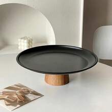 1 件黑色不锈钢高腿托盘、水果和甜点架，带木质底座 - 优雅蛋糕架，适合家庭厨房、餐厅、派对、婚礼 - 彩色 - 查看 13