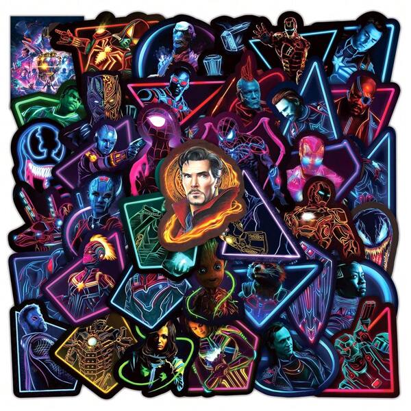 Disney Disney MARVEL 51 PCS Set Of Cyberpunk Style Anime Stickers,Avengers Stickers,Phone Stickers,IPad Stickers,Decals,Motorcycle,Luggage,Guitar Skateboard,Refrigerator Stickers,Computer Stickers,Cartoon Classic Stickers For Fun,Gifts,Stickers