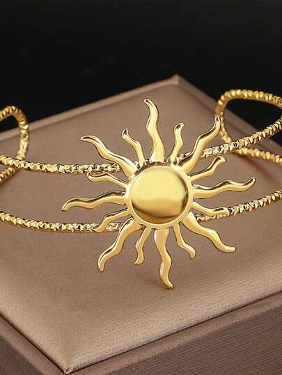1 Peça Bracelete Aberto de Verão para Mulheres, Pulseira de Aço Inoxidável para Férias, Natal, Aniversário, Festas Diárias, Joias para Presentes