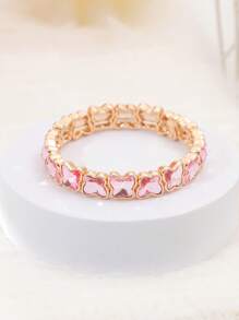 1 pieza Pulsera ajustable chapada en oro de 14K con decoración de mariposa danzante elegante, de moda y versátil