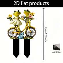 1pc 2D Bohemian Frog Garden Stake - Waterproof Acrylic Outdoor Decor With Pink Umbrella And Surfboard Design, Great For Patio, Planter And Graduation Decoration, Frog Garden Decor