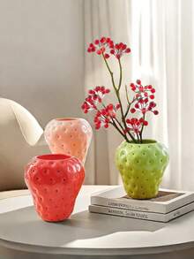 Strawberry Vase Strawberry Shape Aesthetic Fruit Vase Decoration Items Party Baby Bath Kitchen Office Home Decor Gifts - Multicolor - View 4