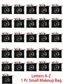 1/2 pezzi Borsa shopping tela con stampa lettere iniziali dalla A alla Z, con borsa portaoggetti cosmetici inclusa, borsa personalizzata, grande capacità, adatto per matrimoni, compleanni, spiaggia, vacanze, scuola, ottimo regalo per donne, mamme, insegnanti, amiche, damigelle d'onore, studenti, borsa grande. Borsa casual capiente e portatile, adatta per lo shopping multifunzionale