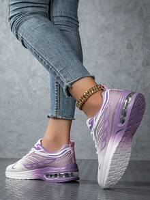Versatile Plus Size Lightweight Breathable Mesh Sneakers, Casual Mesh Shoes, Gradient Air Cushion Running Shoes, Women's Sports Shoes, Soft Comfortable Casual Shoes, Soft Sole Traveling Shoes, Student Campus Shoes, Women's Jogging Shoes, Simple Comfortable Walking Shoes, Women's Student Training Shoes, Gradient Color Shoes, Men's Sports Shoes, Men's Casual Running Shoes, Couple Traveling Shoes, Women's Road Running Shoes, Men's Road Running Shoes, Couple Travel Shoes, Fashion Shoes - Purple - View 2