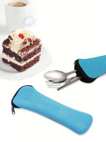 Cutlery Storage Bag, Zipper Cutlery Storage Bag Stainless Steel Spoon And Chopsticks Travel Portable Multicolor Bag, Reusable Flatware Storage Pocket, Perfect For Outdoor Travel Camping Office Insulated Lunch Bag Woman Lunch Box Bag For Women Ladies School Supplies Stuff Accessories (Bag Only, Knife And Fork Not Included)