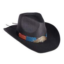 New Western Style Classic Cowboy Straw Hat  Men's Women's Straw Cowboy Hat Cowgirl Woven Sun Hat Western Cowboy Hat Two Decorative Bands - Black - View 1