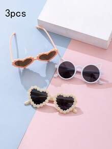 3pcs Children Fashion Glasses Set, Minimalist Design, Multi-Style & Multi-Color Combination Set, Children Glasses Suitable For Daily, Outdoor, Spring, Camping, Travel, Photography