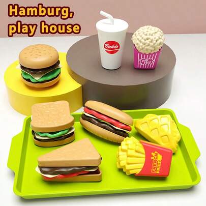 1 Set Realistic Hamburger, Ice Cream Play Kitchen Pretend Food Cutting Toys, Educational Toys, Children's Holiday Gift